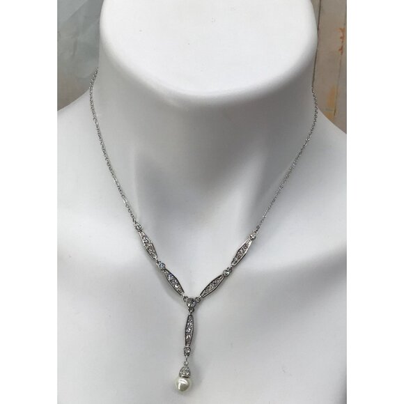 Charter Club Pearl Drop Lavalier Pearl Post Earring and Necklace Set - Picture 3 of 4